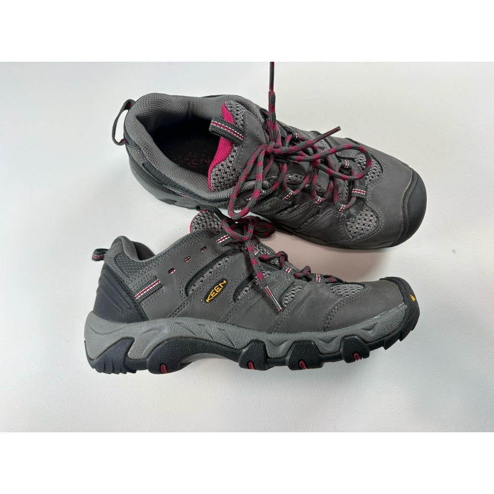 KEEN Koven Gray & Pink Waterproof Hiking Shoes Women Size 8.5